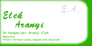 elek aranyi business card